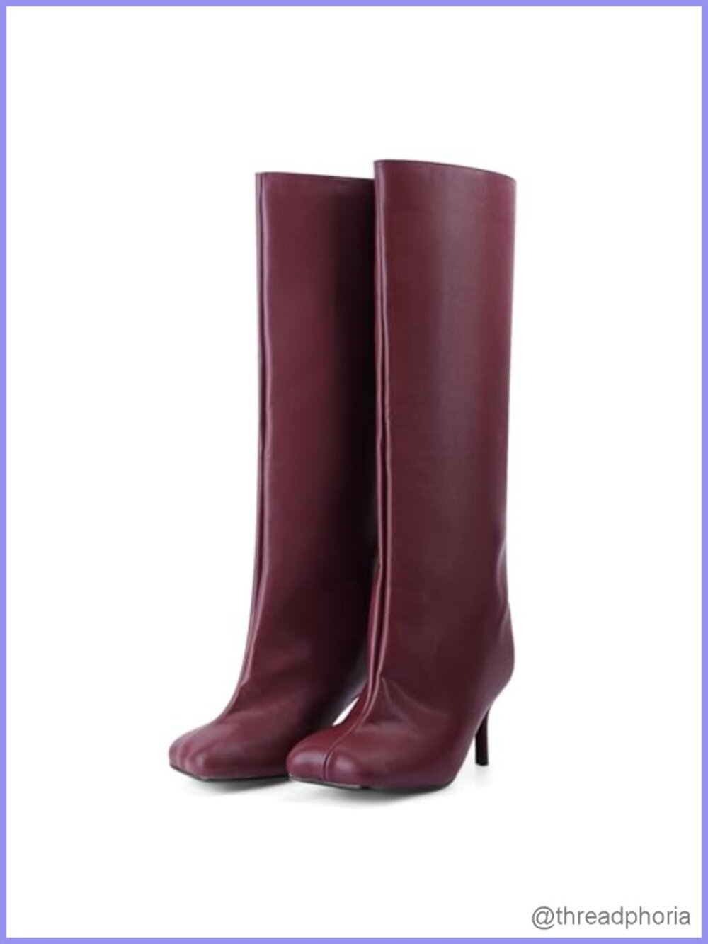 Square Toe Kitten Heel Pull On Suede Knee High Boots Women